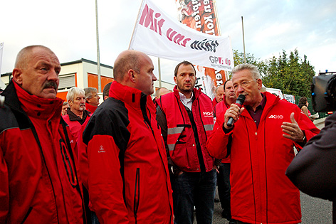 Hermann Haneder, AKNÖ Präsident bei den Streikenden