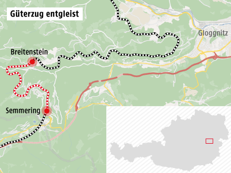 Grafik zeigt Bahnstrecke am Semmering