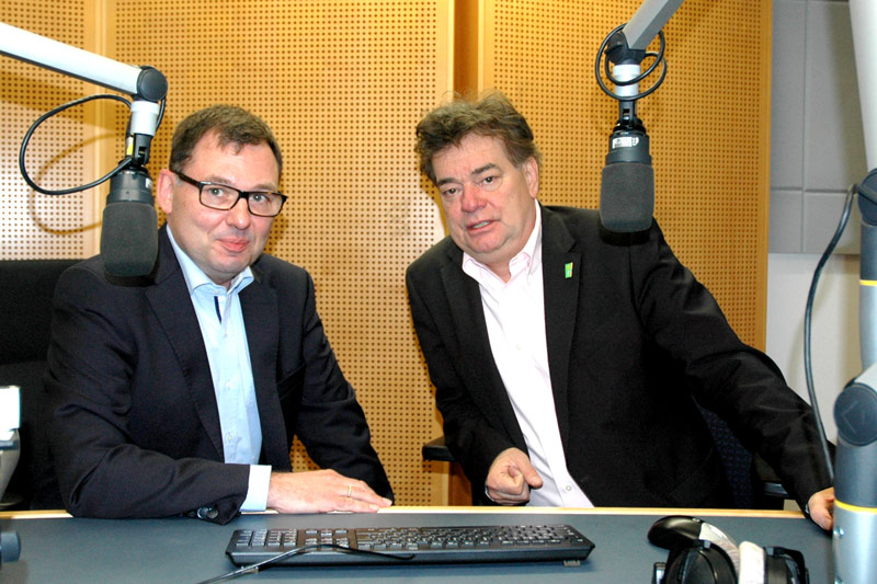 Werner Kogler im "Radio Niederösterreich"-Studio im Gespräch mit Robert Ziegler